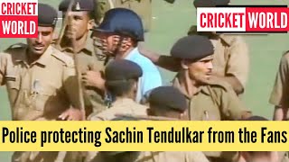 Police protecting Sachin Tendulkar from the Fans