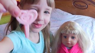 Pretend play with Baby Doll Sonya Little Mommy for Baby Born Emily Morning Routine for kids