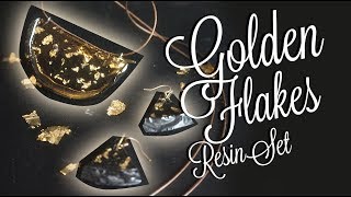 Resin Golden flakes Set  - Necklace + Earrings - DIY