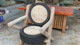 DIY Woodworking,How To Make Chair From Old Wood And Tires