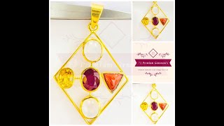 Natural Ruby,Yellow sapphire,moonstone,coral pendent &certificate #7829237272@72premiumgemstones