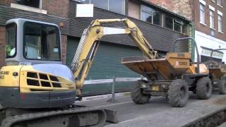 Laying Power Cable Conduits.- Queens Road, Chorley Aug.  2013