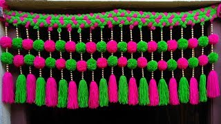 AWESOME DOOR HANGING TORAN FROM WOOLEN DIY POM POM FLOWERS DOOR HANGING TORAN  DIY HOW TO MAKE TORAN