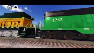 Burlington Northern 1923 leading a Trailer Train (1992)