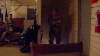 Soldiers prank each other.