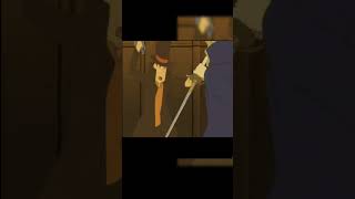 The final sword duel in Professor Layton 2