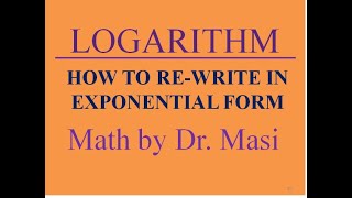 How to Rewrite Equations in Exponential form