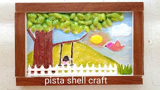 how to reuse pista shells,tree using pista,picture frame with cardboard and pista shell