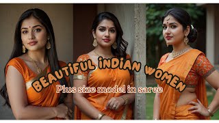 [4K] Beautiful indian women in saree |  Plus size model in saree #ai #aimodels #aigirls