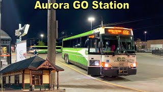 Aurora GO Station Walk | GO Transit Heritage Bus and Train Railway | Canada