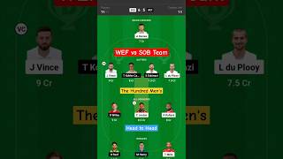 WEF vs SOB Today Dream11 Prediction Team || The Hundred Men's 2024 || #dream11