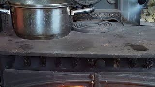 Tenderizing meat on top of the fireplace, saves gas