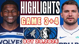 Minnesota Timberwolves Vs Dallas Mavericks GAME 3+4 Highlights Oct 29,2024 NBA Season