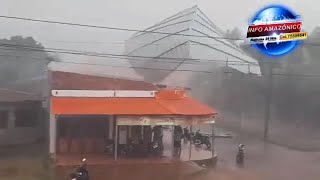 Una intensa lluvia con granizo y viento  se registro en Riberalta