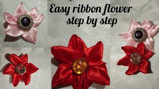 ribbon flowers / How to make ribbon flowers / Cloth Flower making / DIY Flower