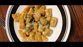 How to make pumpkin gnocchi with sage butter sauce.