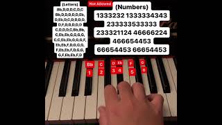 Not Allowed piano tutorial (letters and numbers)