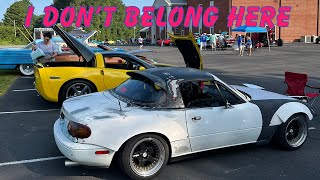 I Drove my Super Loud 1991 HoodRat Mazda Miata to a Church Hosted Car Show