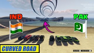 GTA 5 : INDIAN CARS VS PAKISTAN CARS 🤑 CURVE JUMP RAMP CHALLENGE PATR#2