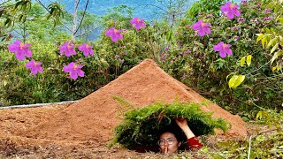 Girl Living Off Grid Built The Most Secret Underground Tunnel Shelter in 2024|Solo Camping