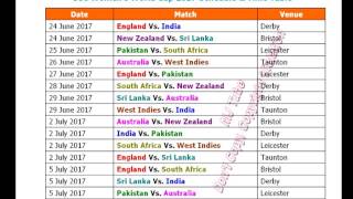 ICC WOMEN’S WORLD CUP 2017 SCHEDULE & TIME TABLE