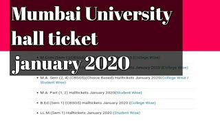 Mumbai University || Hall ticket || January 2020 ||