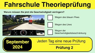 🚘 Führerschein Theorieprüfung Klasse B 🚗 September 2024 - Prüfung 2 🎓📚