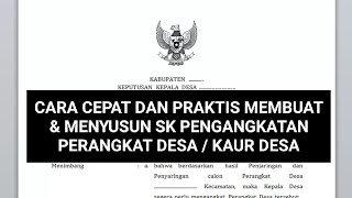 Cara Membuat dan Menyusun SK Pengangkatan Perangkat Desa || Kaur Desa || Kepala Dusun