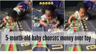 Baby abandons toy, crawls towards Sh. 200 note in video