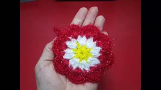 How to made flower dishcloth اسکاج گل/اسکاج قلاب بافی