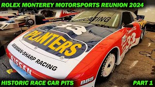 ROLEX MONTEREY MOTORSPORTS REUNION 2024 AT LAGUNA SECA HISTORIC RACE CAR PITS PART 1