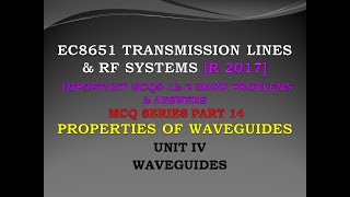 EC8651 MCQ | Transmission lines and RF systems MCQ | Properties of waveguides