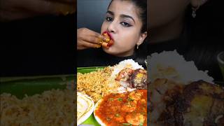 ASMR eating chicken curry, big fish fry, prowns curry, fish curry, rice, muckbang