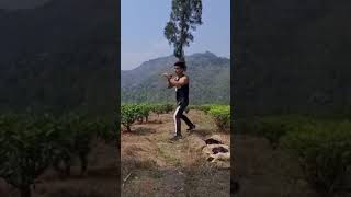 Shadow boxing outdoors