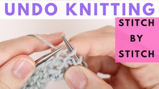 How to Undo Knit and Purl Stitches - Also called Tinking Back