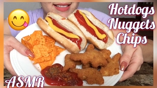 ASMR Hot dogs & chicken nugget (Whispering) | Eating Show