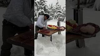 food Meat cutlet in the snow😍👌❄️#kebab