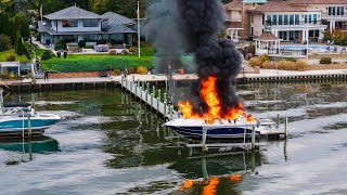 Early Arrival FULLY INVOLVED BOAT FIRE Brick Township New Jersey 10/14/24