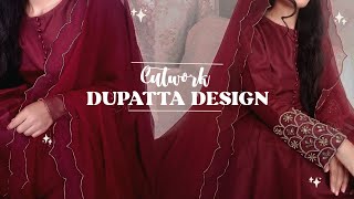 How to make designer dupatta at home ✨ |cutwork dupatta|dupatta design idea handmade ✨