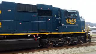 CSX 4546 Leads 4565 DPU On A Loaded Grain Train!