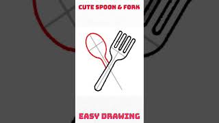 How to draw cute spoon fork drawing #drawingtutorials #cutedraws