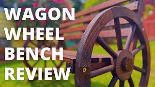 Best Choice Products 2 Person Wooden Wagon Wheel Bench for Backyard Review | Small Outdoor Bench