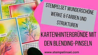 4 schnelle Karten ~ Wunderschöne Werke & Farben und Strukturen ~ Hintergrund mit den Blendingpinsel