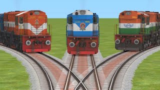 3 Indian Train Crossing At Curved bumpy forket Indian Railroad Track TRAIN SIMULATOR CLASSIC GAME