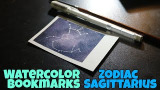 Watercolor Bookmark | Galaxy | Zodiac | Sagittarius | Polaroid Painting