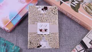 Laser Cut Wedding Invitation with Envelopes PWIM002-Pro Wedding Invites