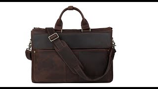 Tiding Men's Vintage Leather Laptop Bag