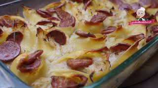 Sausage and Sauerkraut Stuffed Pasta Shells Casserole