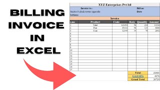 How to Enter Bill in Excel | Billing in Microsoft excel