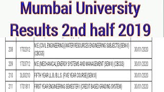 Mumbai University Results || 2nd half 2019 || M.E